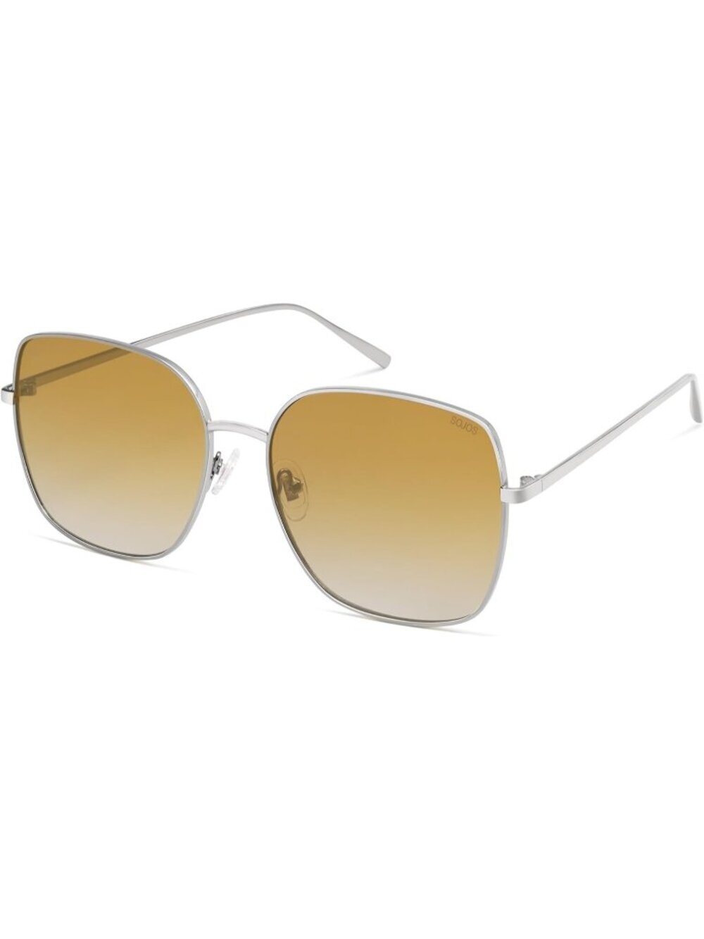 Women's Light Yellow Brown Grading Oversized Square Metal Protection Sunglasses